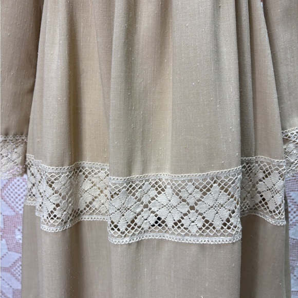 Vintage 70s Romantic Prairie Lace Trim Empire Maxi Dress – Handcrafted - Picture 6 of 14